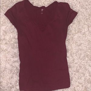 SO Slim Fit Maroon Shirt with Cutout Detail